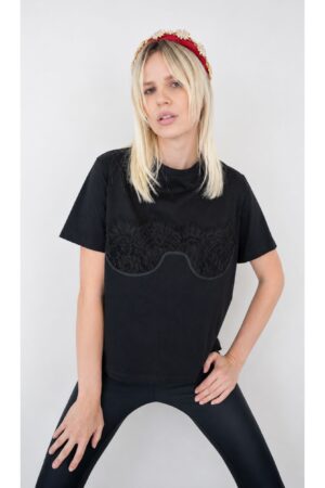 Lace Illusion T-Shirt Black