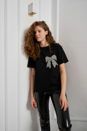 GLAM TOP BLACK - Tricouri romantice pentru damă