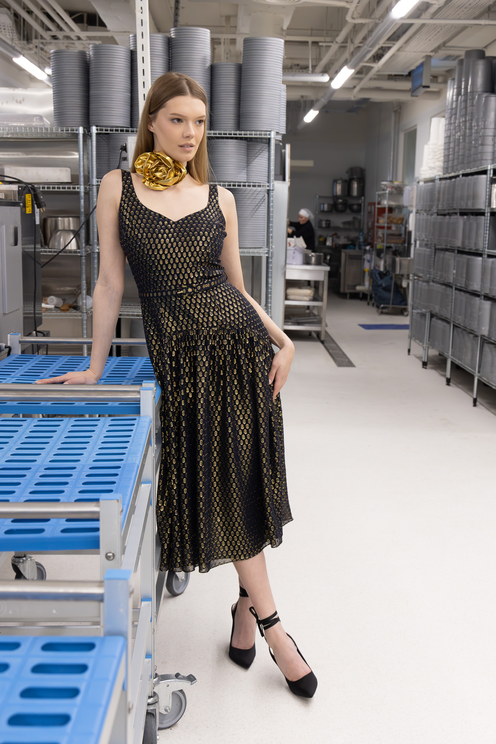 Golden Dots Midi Dress - Image 3
