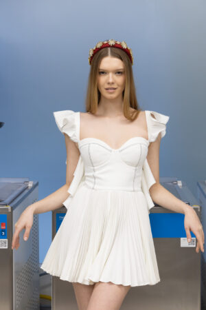 Ruffle Corset Mini Dress White